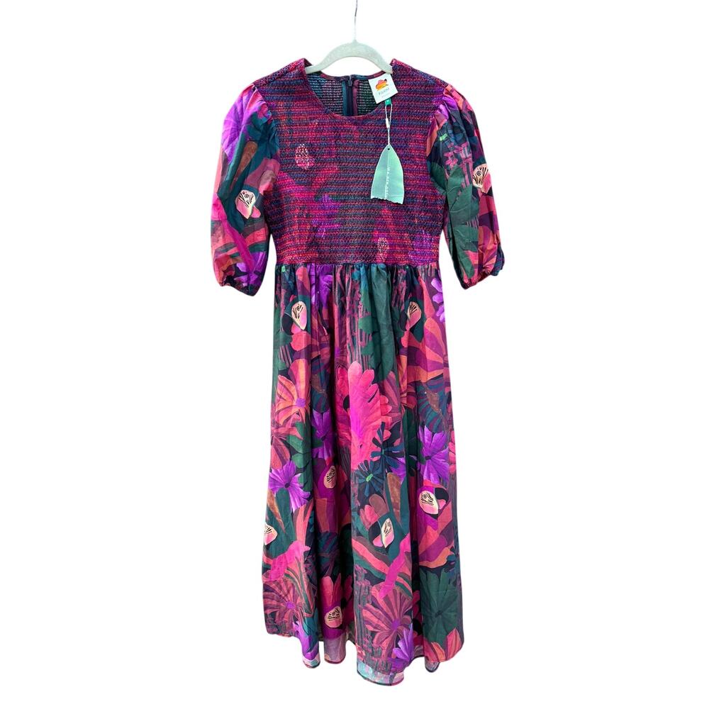 NWT FARM RIO Bird Flowers Midi Dress Medium M - Picture 6 of 9